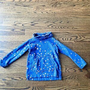 Crewcuts Funnel Neck Blue and Gold Star Celestial Sweatshirt with Thumb Holes -